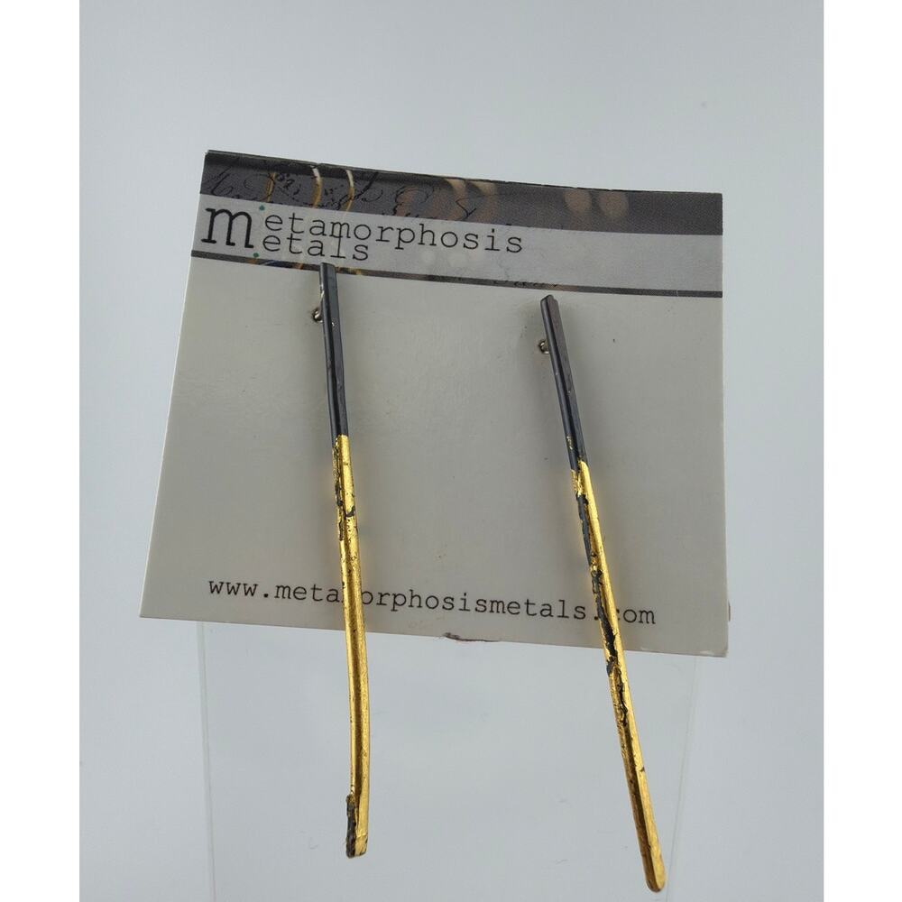 NWT Metamorphosis Metals Black and Gold Stud Stick Earrings
